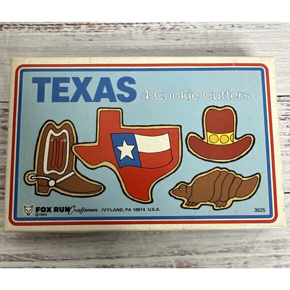 Vintage Texas 4 Metal Cookie Cutters Made In The USA Pride Fox Run - Picture 2 of 4